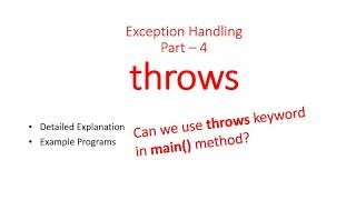 throws keyword - Exception Handling  - Hindi