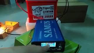 TEST Bình Pin Lithium TIGER 200Ah CHỐNG NƯỚC MỚI VÀ Máy kích SAMUS A 10.00G Mẫu Mới -0914.482.135