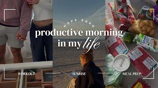 productive morning in my life | workout, sunrise, meal prep, cleaning