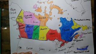 How to draw Canada map  easy SAAD