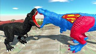 DARK T-REX vs SUPERMAN T-REX DEATH CLIMB - Animal Revolt Battle Simulator