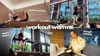 workout with me! double training day, tough speed session, runners strength & conditioning