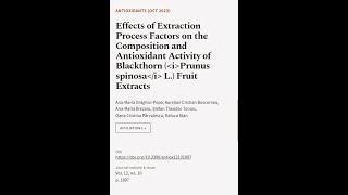 Effects of Extraction Process Factors on the Composition and Antioxidant Activity of ... | RTCL.TV