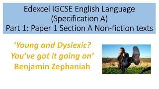 Analysis of 'Young and Dyslexic?' by Benjamin Zephaniah