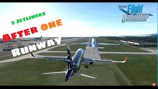 2 commercial jetliners trying to land on the same runway. Only happened in the virtual world.