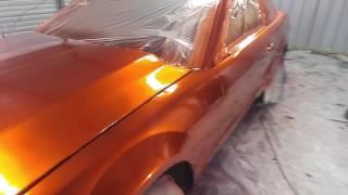 True Gritt customs ford mustang orange chrome paint job