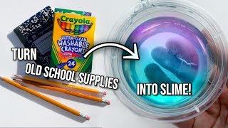 NO GLUE SLIME  how to turn your old school supplies into slime!!