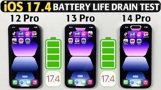 iOS 17.4 Battery Life Drain Test 🪫- iPhone 12 Pro vs 13 Pro vs 14 Pro BATTERY TEST in 2024