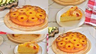 كيكة الأناناس المقلوبه باسهل وصفه pineapple upside down cake