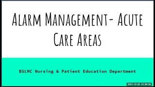 Alarm Management - Acute Care