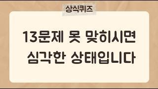 30문제 중 13문제 못 맞히시면 심각한 상태입니다 [상식퀴즈23편] #상식퀴즈 #상식
