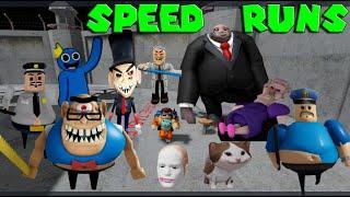 Escape Scary Obby Speed RUNS Barry, Rainbow Friends, Yummy, Stinky, Gran, Grandpa, Gary, Doge Head