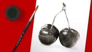 Ink Wash Tutorial - Cherries