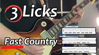 3 FAST Country Guitar Licks | Key of A