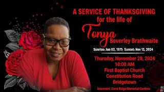 A Service of Celebration for the Life of Tonya Brathwaite