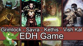 More than meets the eye! Grimlock vs Savra vs Kethis vs Vish Kal EDH / CMDR game play for Magic