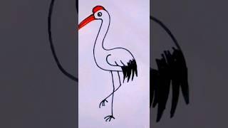 Heron art drawing easy| drawing a realtics birds #shots #shortvideo #viralvideo #shortsfeed