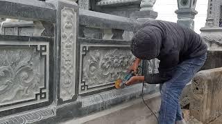 Kỹ thuật đánh bóng gato đá xanh rêu cao cấp lăng mộ đá | Đá mỹ nghệ Ninh Vân - Ninh Bình