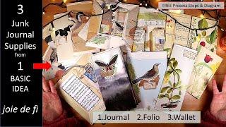 3 JUNK JOURNAL SUPPLIES from 1 BASIC IDEA  Tutorial for Beginners Anyone Can Do ⭐