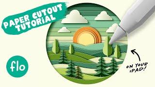 EASY Paper Cutout Landscape Tutorial on your iPad in PROCREATE