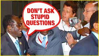 president Mugabe chews up a British journalist asking stupid questions