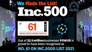 Powur PBC Ranks No.61 on Inc. 500 List | Fastest Growing Residential Solar Company 