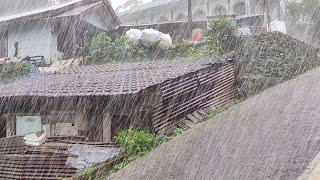 Super extreme heavy rain in hilly village life, walking in the super heavy rain 3 hours, to sleeping