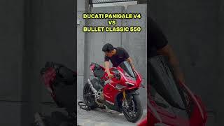 DUCATI PANEGALE V4 VS BULLET CLASSIC 550 EXHAUST SOUND 