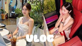 일상 브이로그ㅣ열심히 복근운동 후 득근.., 청첩장만들기, 미니비숑 귀툭티컷, new목걸이, 한강오엔, 정육공방