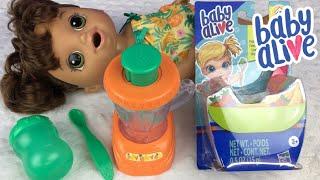 Feeding BABY ALIVE Magical Mixer Baby Doll with NEW DOLL FOOD