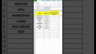 Calculate amount with Tax in Excel