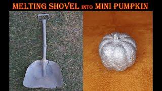 Melting Aluminum Shovel in Foundry Furnace into a Mini Pumpkin