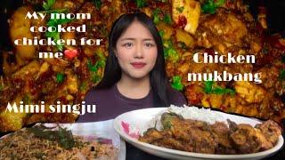 My mom cooked chicken curry for me at home🫶||Manipuri mukbang