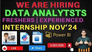 Data Analyst Jobs for freshers | Data Analyst Jobs Work From Home | Data Analyst Jobs in India Nov24