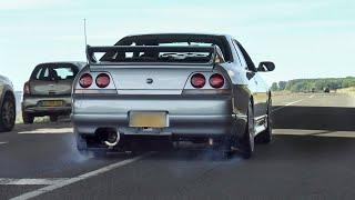 RB25DET 650HP Nissan Skyline R33 GTST Powerslides, LAUNCH Control, Anti-Lag Etc! + Police on boat?!