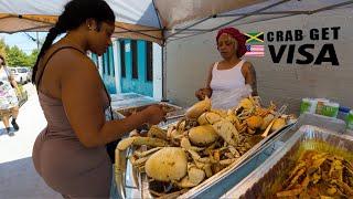 Jamaican Street Food Spicy Crabs in America | Outdoor Cooking