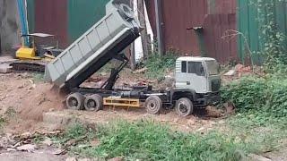 Mega RC construction truck with road construction site