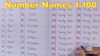 Number Names 1-100 || 1-100 Spelling || Number Names