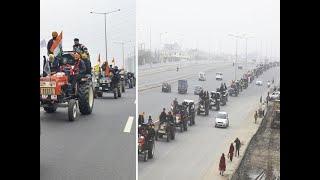 Watch: Farmers' hold 'tractor march' at Ghazipur border