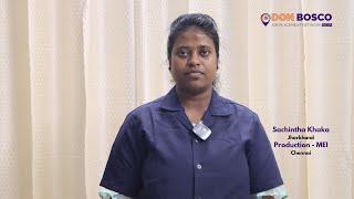 "Sanchitha's Success: From ITI Graduate to Production Expert at MEI Chennai"