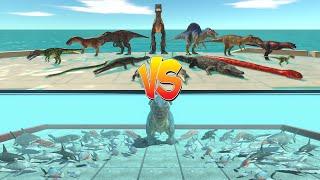 Underwater Battle: Carnivorous Dinosaur + Reptile VS Aquatics Team