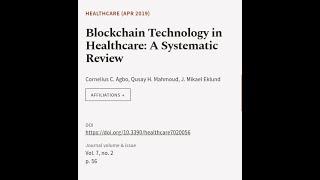 Blockchain Technology in Healthcare: A Systematic Review | RTCL.TV