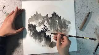 Chinese landscape ink painting