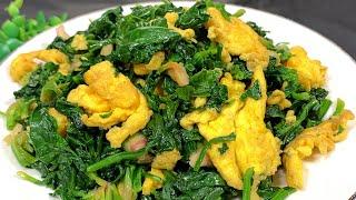 Spinach scrambled eggs, spinach is fresh and tender, nutritious and delicious