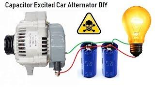 Self Excite a 12V Car Alternator with a Capacitor Bank DIY - Full Explanation, Wiring and Connection