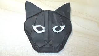 Realistic Cat Face or Black Panther Head Flicker  Pure Origami