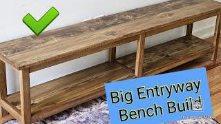 Big Entryway Bench Build #howto #diy #woodworking