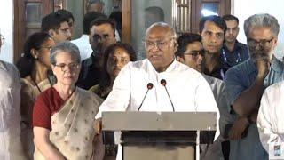 AICC PRESIDENT DR MALLIKARJUN KHARGE PRESS MEET AFTER INDIA ALLIANCE MEETING