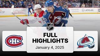 NHL Highlights | Canadiens vs. Avalanche - January 04, 2025