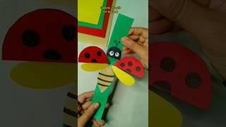 Flying ladybug with paper.#saeeda_yaqoob_art #art_and_craft #creativity  #viral_short #kids_craft